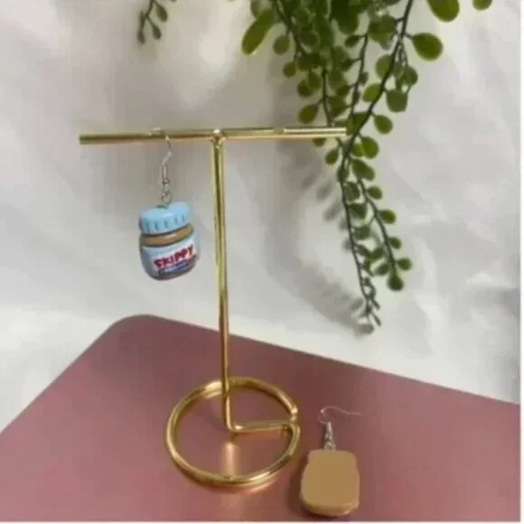 ❤️ FREE Peanut Butter Chic Pop Art Artsy Cartoon Jiffy Charm Drop Hip Earrings - Picture 3 of 4